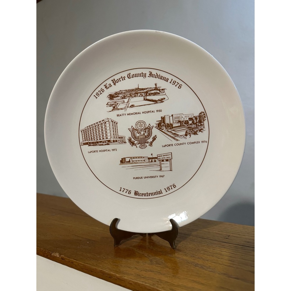 Vintage 1976 La Porte County Indiana Bicentennial Plate Jaycees First Edition
